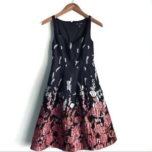 AIDAN MATTOX fit and flare textured rose patterned Sweetheart cocktail Dress